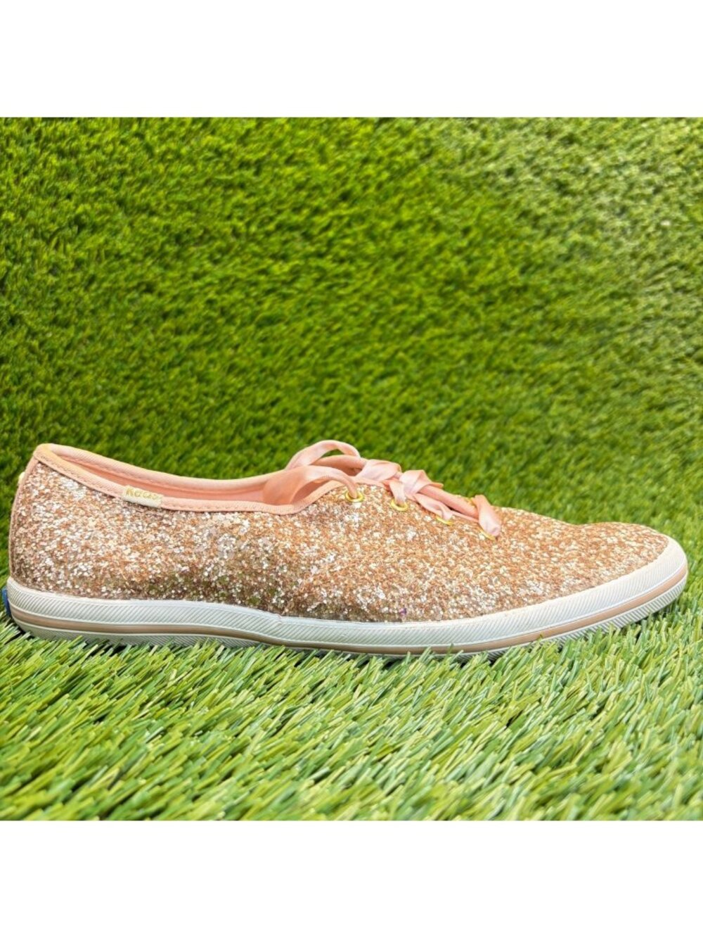 Keds X Kate Spade New York Glitter Womens Size 9.5 Gold Athletic Shoes Sneakers